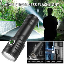 Super Bright LED Flashlight 300000LM Camping Fishing Police Torch Rechargeable