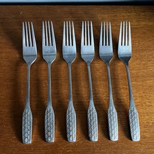 Set Or Six Vintage Viners Fashion Shape Stainless Steel Starter Forks 18cm Retro