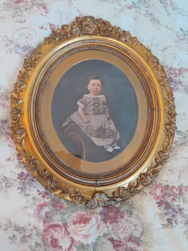 Antique 19thc gesso oval - ,