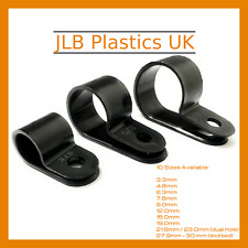 Black Nylon Plastic P Clip Fastener Clamp, Hose Conduit Tubing Cable Holder Tidy