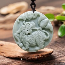 Green Real Jade Kylin Pendant