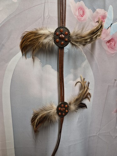 Boho feather leather belt - feather,