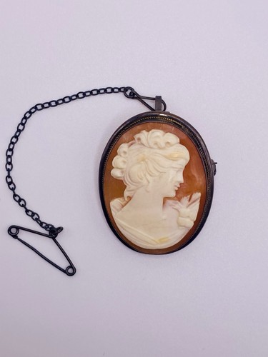 Vintage hand carved shell - carved,