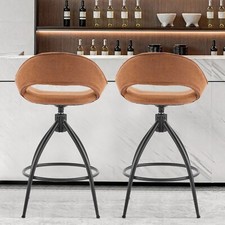 2x Stylish Kitchen Chair Swivel Bar Stool PU Ergonomic Design Soft Seat Backrest