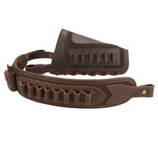 Set of Leather Rifle Buttstock with Shell Holder Sling for .45-70.22LR 12GA.357