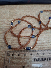 14ct solid gold, Spessartine and Iolite necklace strand