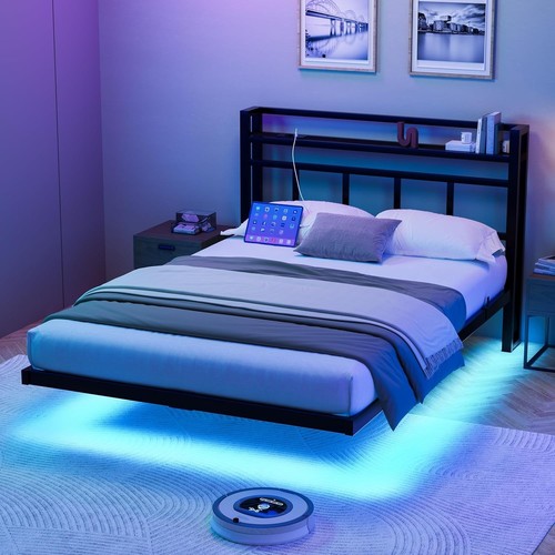 Floating king bed frame - frame, metal