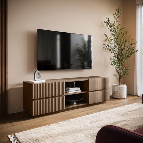 Large walnut ribbed - large, stand