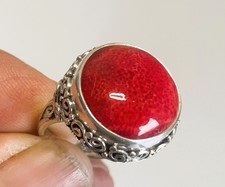 Polished 925 silver round Red