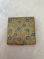 Zenette Square Powder Compact Floral Vintage 6 cm