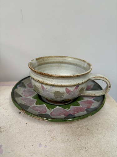 Studio pottery cup and saucer - pottery,
