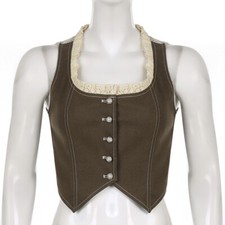 Vintage Style Women Crop Vest