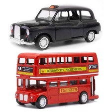 London Red Bus & Black Cab Taxi 1:32 Scale Toy Car Model Vehicle Metal Kids Gift