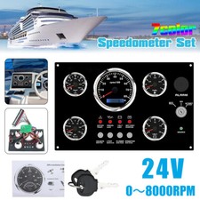 7Colors 5 Gauge Set with Instrument Panel 0-4000 RPM LED For Marine Boat 24v