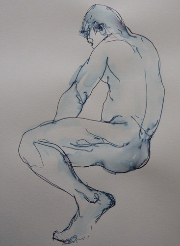 Ink drawing male - male, nude