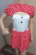 Women's Red White Minnie Mouse Red Costume Halloween Fancy Dress Party Outfit 8
