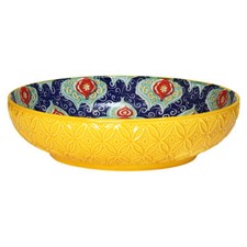 Yellow Ceramic Bowl Tuscany Bohemian Pasta Side Dish 22cm Dia Mediterranean Boho