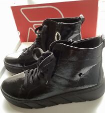 RIEKER EVOLUTION LADIES BLACK LEATHER SIDE ZIP SNEAKER BOOTS SIZE 8 (42)