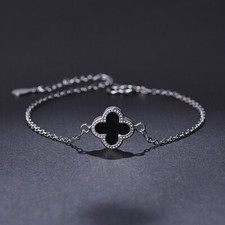 Beautiful Crystal Heart Charm Bracelet 925 Sterling Silver Women Girls Jewellery