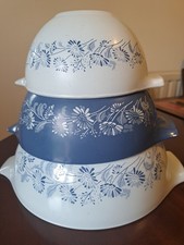 Vintage Pyrex Cinderella Colonial Mist Set Of 3 Bowls