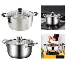 Stainless Steel Stock Pot Soup Pan Fashionable Large Capacity Deep with Double