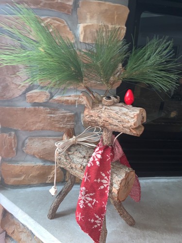 Reindeer wood stick - wood, carved