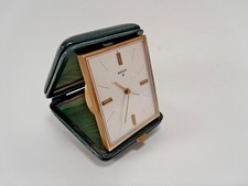 VINTAGE SWIZA SWISS MADE SMALL FOLDING TRAVEL 8 DAY WORKING BRASS ALARM CLOCK