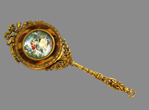 Antique french hand mirror - hand,