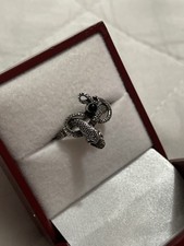 Snake Ring With Black Onyx Gemstone 925 Size M