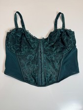 Primark Corset Top Size 36F Green Underwired Nonpadded Embroidered Lace Lingerie