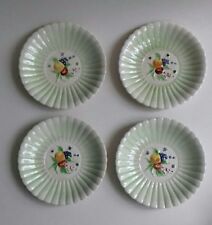 1930 ART DECO SET OF 4 BRENTLEIGH WARE GREEN PLATES HAND PAINTED 6"