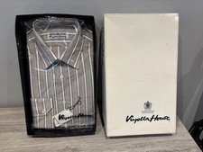 Vintage Viyella house Brown striped Shirt Size 41cm 16 BOXED New Old Stock