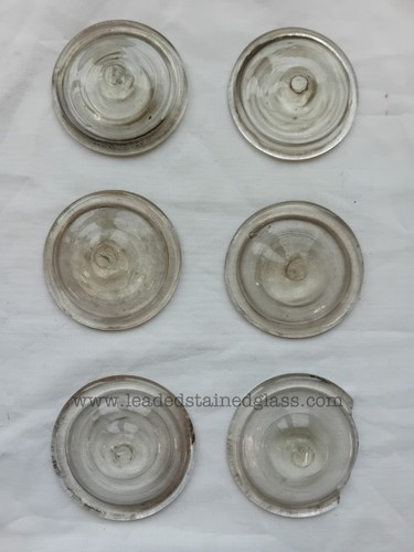 Six pontil roundels - six,