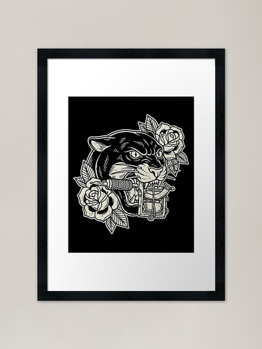 Traditional panther tattoo - panther,