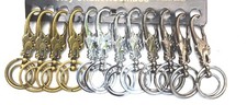 2 x Metal Belt Clip Ring Spring Keyring Key Chain With Dual Ring