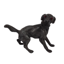 Vintage Cast Metal Dog Shaped Pepper Shaker with Red Eyes Ornament Pre-Owned 