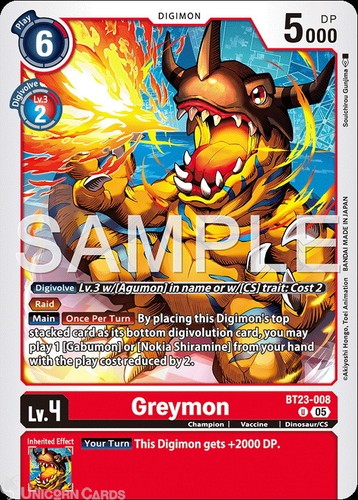 Bt23 008 greymon uncommon - bt23-008, :