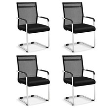 COSTWAY Stackable Office Reception Chairs Set of 4 Mid Back Guest Chairs
