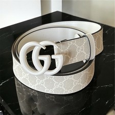 $730 GUCCI White Leather Belt