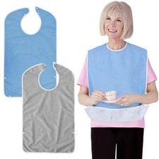 1/2Pcs waterproof Food Eating Bib Adult Bibs for Men Washable Elder Protector UK