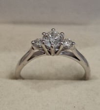 BEAVERBROOKS THREE STONE DIAMOND ENGAGEMENT RING - 18CT WHITE GOLD - 0.50 CT