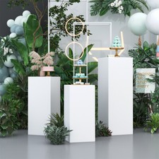 Metal White Plinth Cylinder Dessert Pedestal Wedding Cake Flower Display Stand
