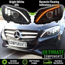 LED DRL Headlights Mercedes C Class 2014-2018 W205 S205 Black Dynamic Indicators