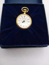 Vintage Working Mechanical ladies pocket watch Gold plated Floral back 2.5cm box