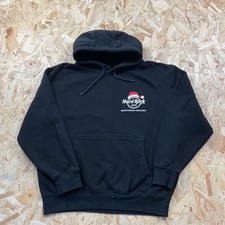 Hard Rock Cafe Northern Indiana Christmas Hoodie Black Sweatshirt Santa Drums M