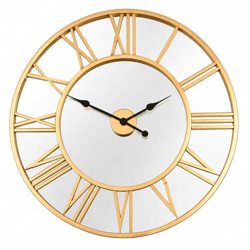 Large gold mirrored wall - mirrored, clock