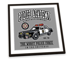 Police Academy Car Film Grey FRAMED ART PRINT Picture Square Artwork