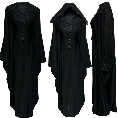 Black butterfly abaya farasha - black,