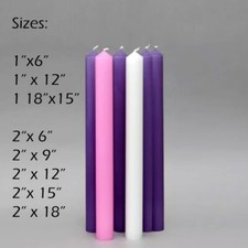 Advent Christmas  Candles. Set of 5 . Many sizes available 1"-2" diam. In Stock.