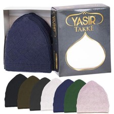 2 Pieces Men Skull Cap Muslim Islamic Prayer Hat Topi Kufi Knitted Wool Velvet